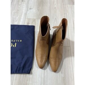 Polo Ralph Lauren Lucille Buff Tan Leather Boots Women's Size 8BMade in Portugal